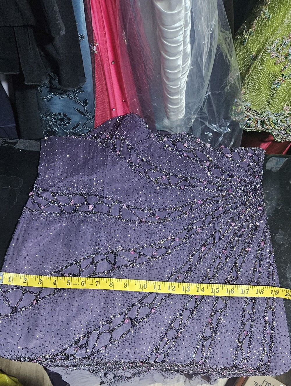 Sparkling Dark Brown/purple Maxi Dress. Ombre Long Train. Size 12 - Picture 8 of 10